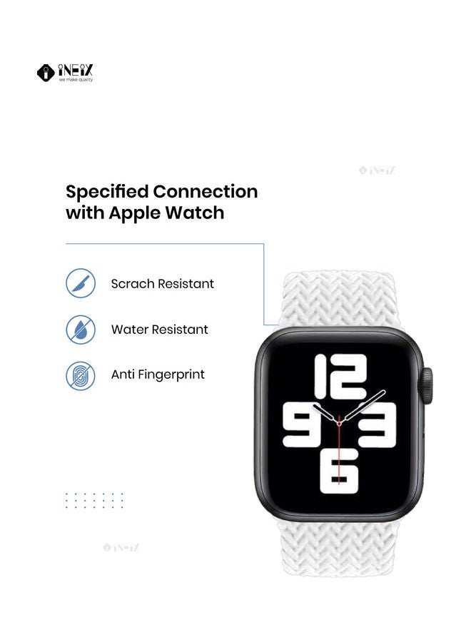 INEIX Braided Solo Loop Stretchable Replacement Strap For Apple Watch 42/44 mm White  - Image 5