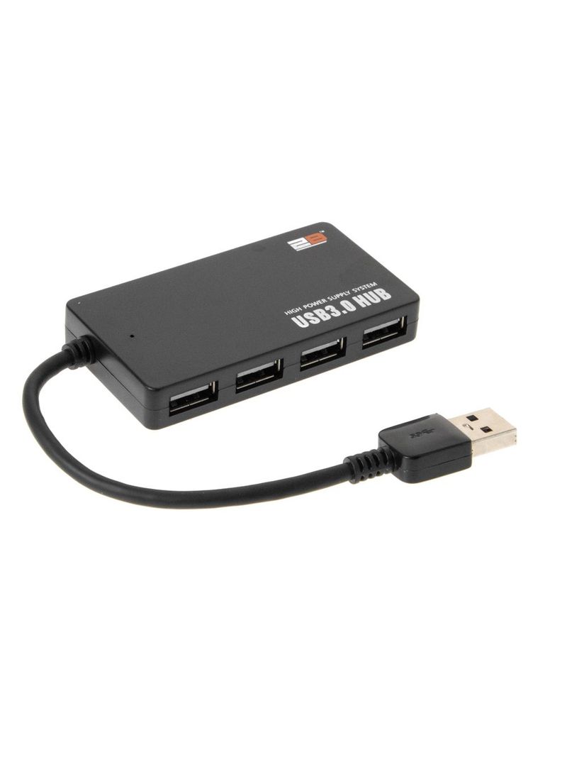 2B 4-Port High Power USB 3.0 Hub Adapter Black - Image 1