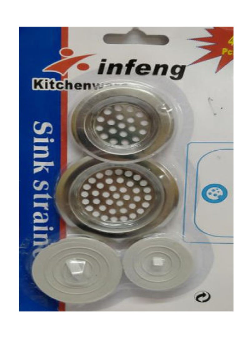 infeng 4-Piece Sink Strainer Set Silver 