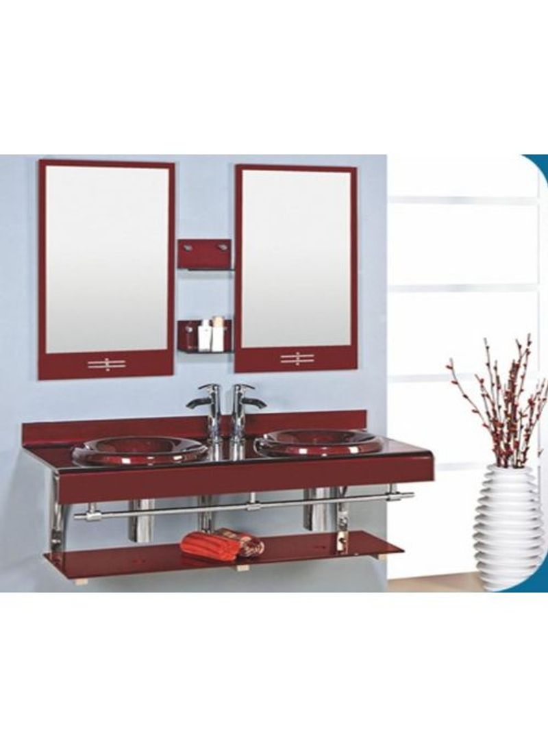 Modern Basin Bathroom Unit With Shelves Red Cmcm