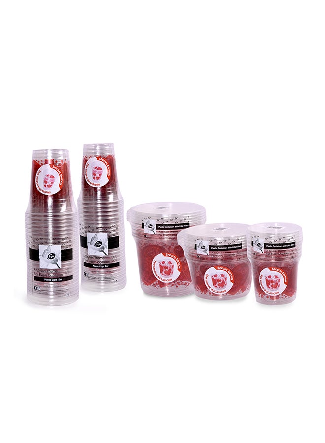 Fun 5-Piece Valentine Disposable Container With Lids Red/Clear 750ml  - Image 3