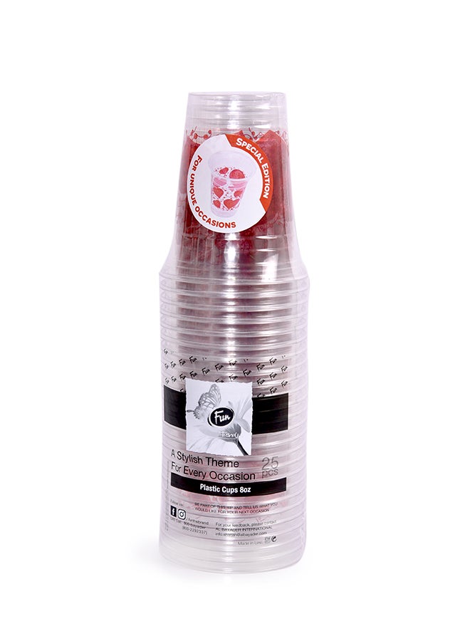 Fun Disposable Cup 25 Piece Red/Clear  - Image 1
