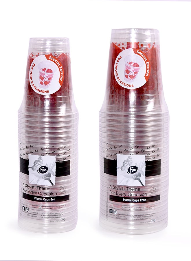 Fun Disposable Cup 25 Piece Red/Clear  - Image 2