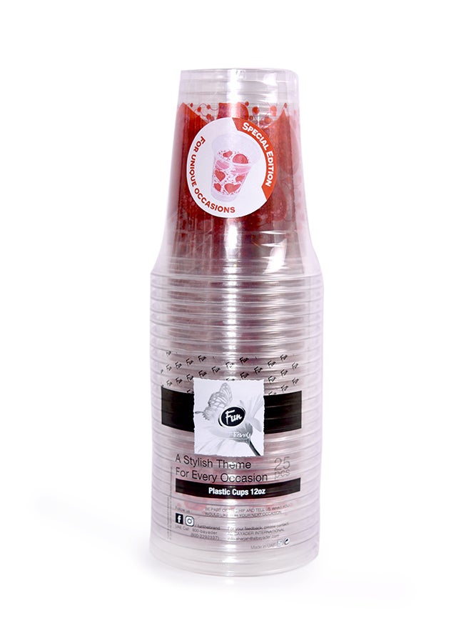 Fun 25-Piece Valentine Disposable Cup Red/Clear  - Image 1