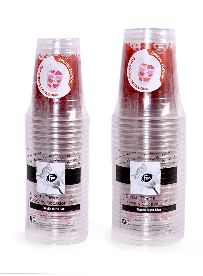 Fun 25-Piece Valentine Disposable Cup Red/Clear  - Image 2