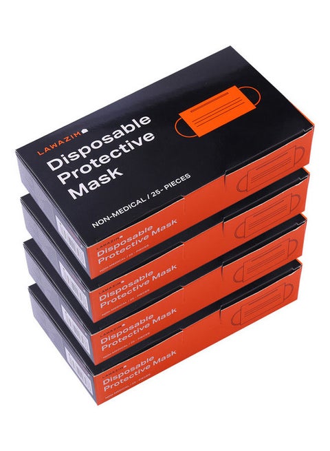 Face Mask With Elastic Earloop, 25-Piece, Pack Of 4