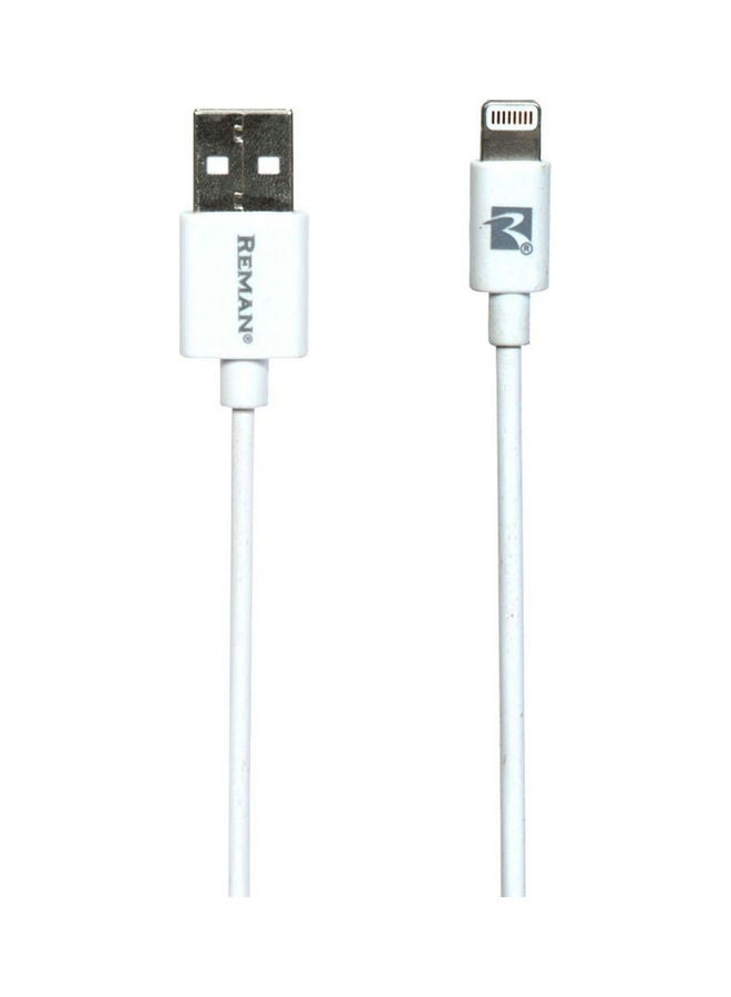 ريمان كابل شحن ومزامنة بيانات من Lightning إلى USB لهواتف آيفون 6 و7 و8 وX MFI بطول 1 متر أبيض  - Image 1