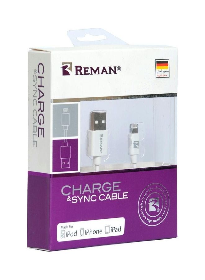 ريمان كابل شحن ومزامنة بيانات من Lightning إلى USB لهواتف آيفون 6 و7 و8 وX MFI بطول 1 متر أبيض  - Image 2