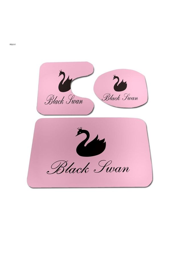 طقم دواسات للحمام مضادة للانزلاق باللون الأزرق وردي/أسود 44 x 75, 44 x 75, 38 x 40سم