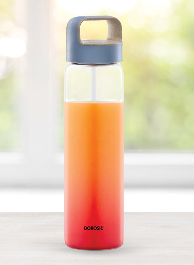 BOROSIL - Wide Mouth Glass Water Bottle With Lid Clear/Blue - Image 1