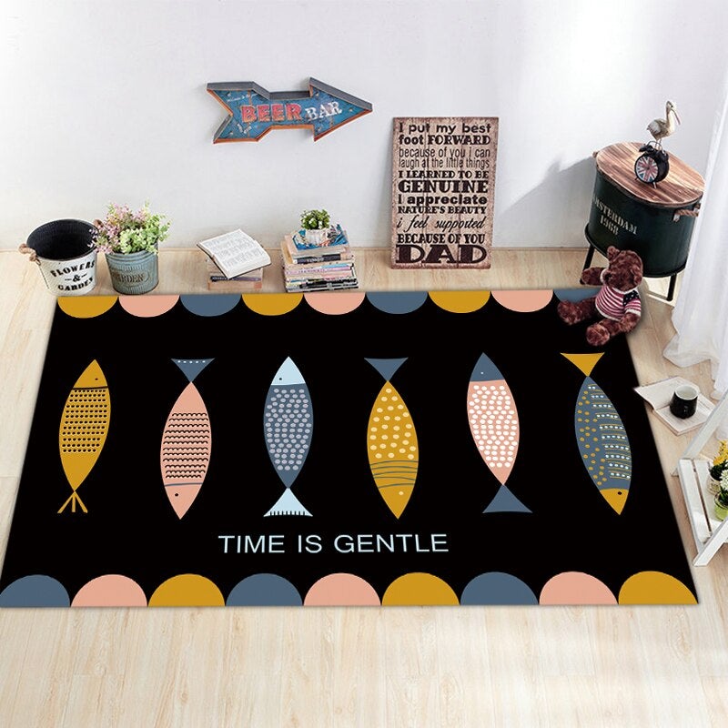 1 Piece Bedroom Rug Fish Pattern Cartoon Soft Carpet multicolour 50*80(W*L)cmcm - Image 1