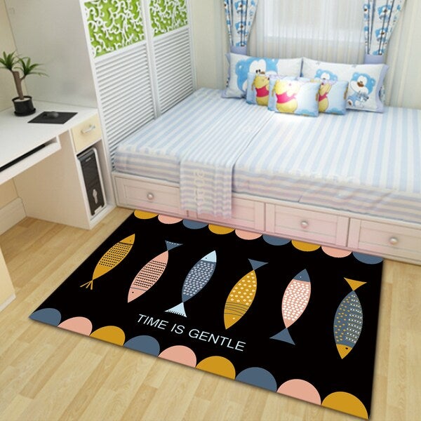 1 Piece Bedroom Rug Fish Pattern Cartoon Soft Carpet multicolour 50*80(W*L)cmcm - Image 5