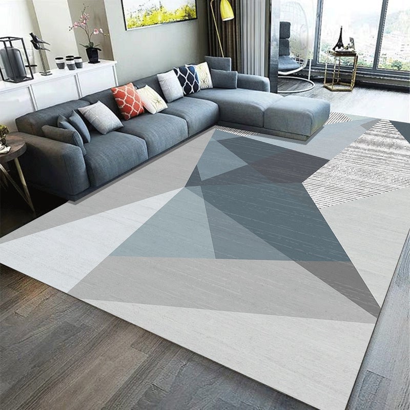 Bedroom Floor Nordic Style Geometric Pattern Anti-Slip Cozy Rug Blue 60*90(W*L)cmcm  - Image 1