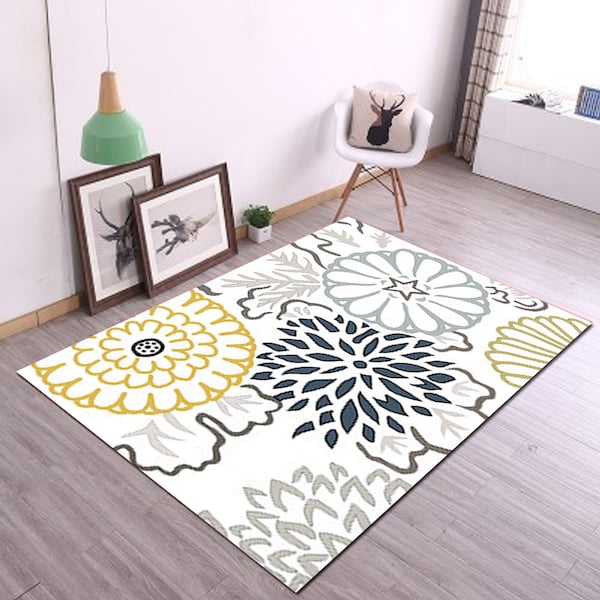 1 Piece Living Room Rug Floral Pattern Anti-Slip Softness Carpet multicolour 40*60(W*L)cmcm  - Image 5