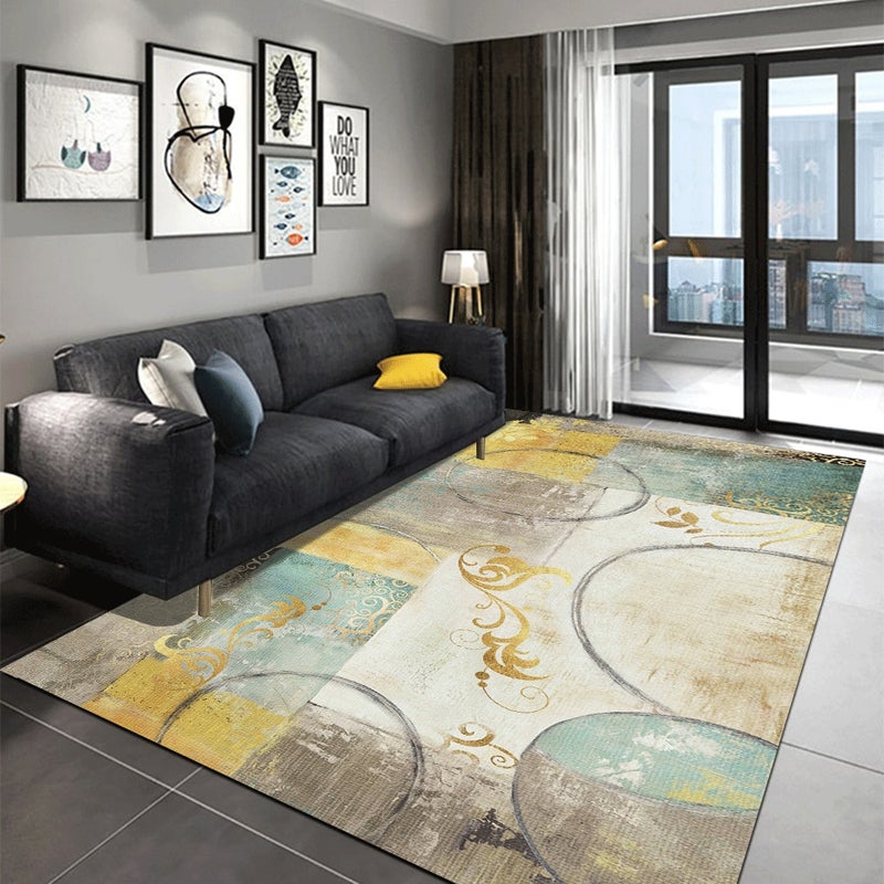 Home Rug Modern Style Luxury Anti-Slip Living Room Bedroom Floor Mat Yellow 60*90(W*L)cmcm  - Image 1