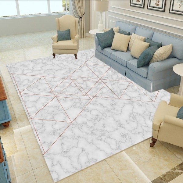 European Luxurious Style Geometry Pattern Living Room Stain-Resistant Ground Mat Grey 60*90(W*L)cmcm - Image 3