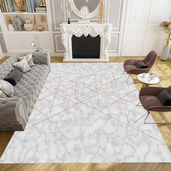 European Luxurious Style Geometry Pattern Living Room Stain-Resistant Ground Mat Grey 60*90(W*L)cmcm - Image 4