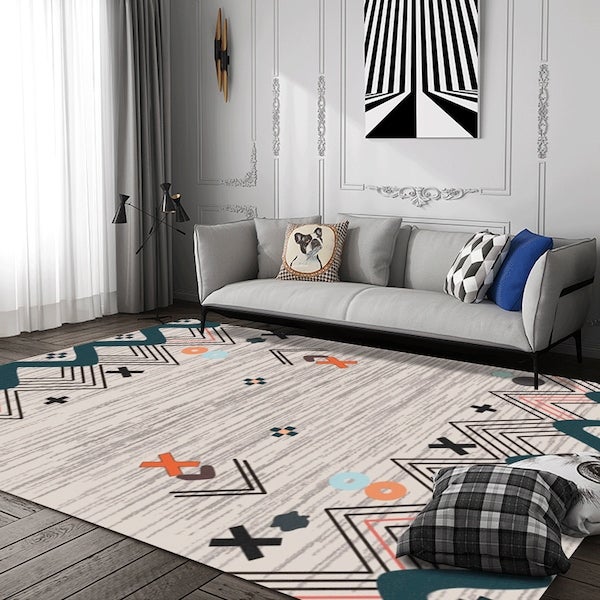 Modern Creative Print Vintage Home Living Room Bedroom Kitchen Carpet multicolour 120*160(W*L)cmcm - Image 2