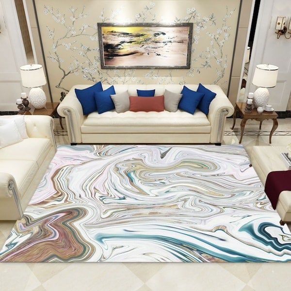 Home Floor Nordic Style Rectangle Anti-Slip Living Room Rug multicolour 40*60(W*L)cmcm  - Image 4