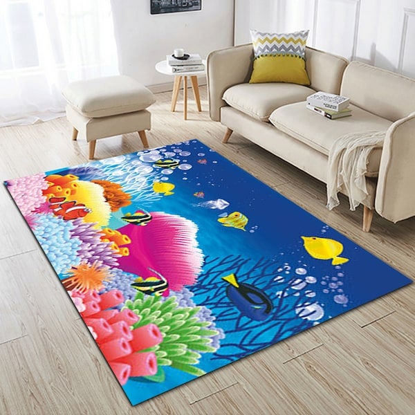 1 Piece Rug Anti-Skidding Fish Print Soft Living Room Bedroom Floor Mat multicolour 40*60(W*L)cmcm - Image 2