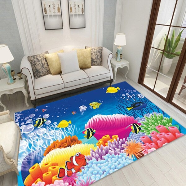1 Piece Rug Anti-Skidding Fish Print Soft Living Room Bedroom Floor Mat multicolour 40*60(W*L)cmcm - Image 3