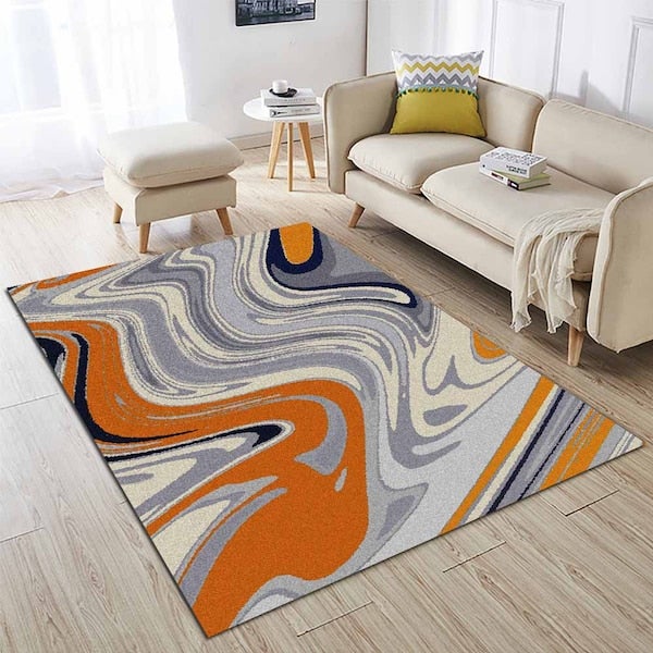 Home Rug Nordic Style Colorful Non-Slip Living Room Bedroom Floor Mat Orange 60*90(W*L)cmcm  - Image 3