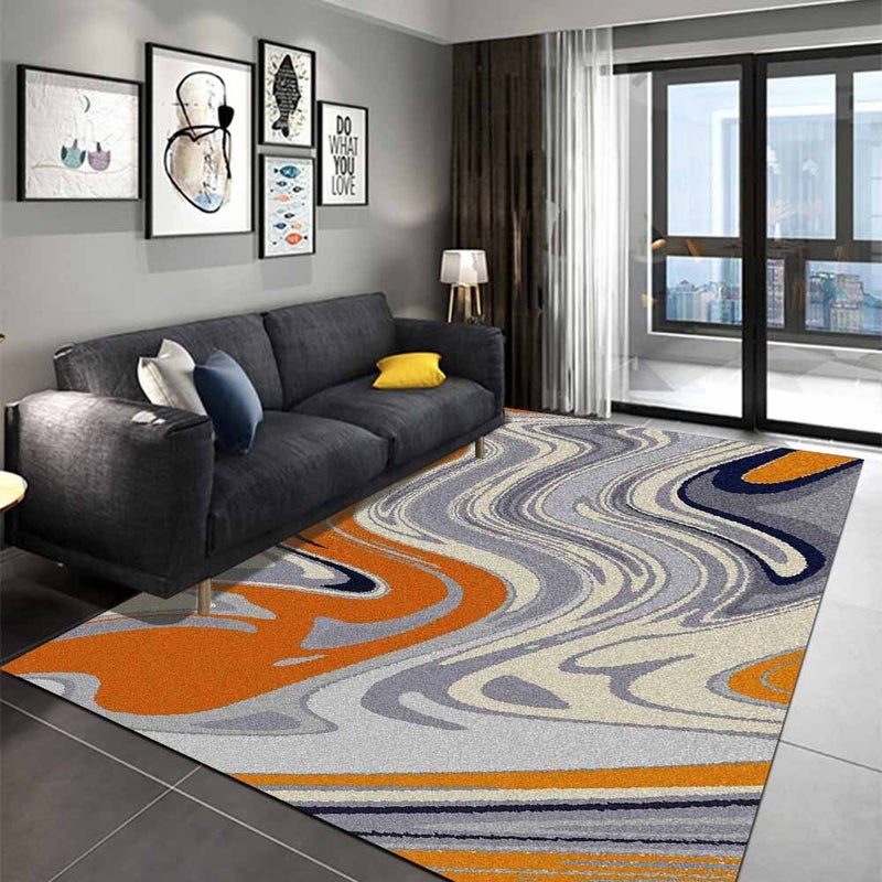Home Rug Nordic Style Colorful Non-Slip Living Room Bedroom Floor Mat Orange 60*90(W*L)cmcm  - Image 1