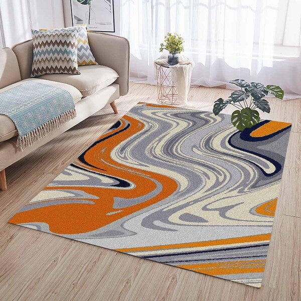 Home Rug Nordic Style Colorful Non-Slip Living Room Bedroom Floor Mat Orange 60*90(W*L)cmcm  - Image 4