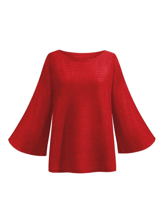 Women Flared Sleeve Sweater Red
