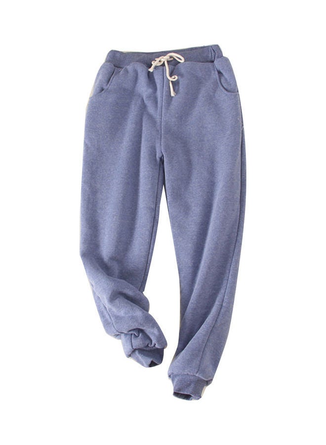 Plus Size Drawstring Loose Waist Pant Denim Blue