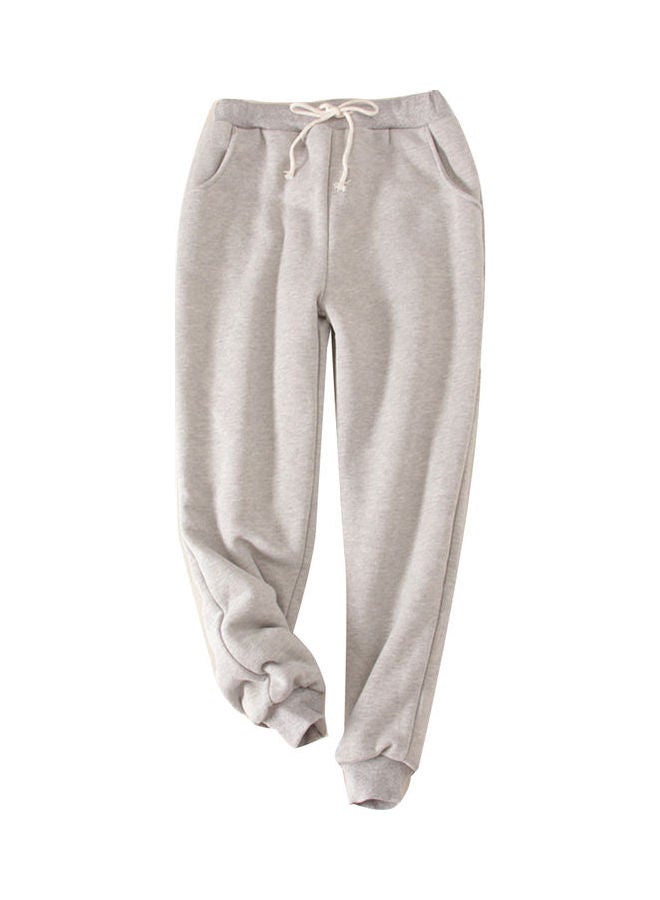 Plus Size Drawstring Loose Waist Pant Light Grey