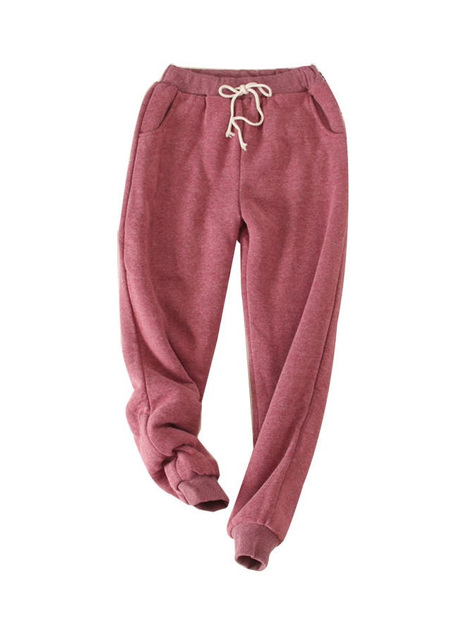 Plus Size Drawstring Loose Waist Pant Wine Red
