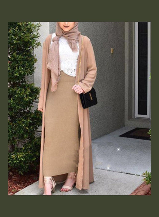 Ankle Bottom Length Long Pencil Skirt Brown  - Image 2