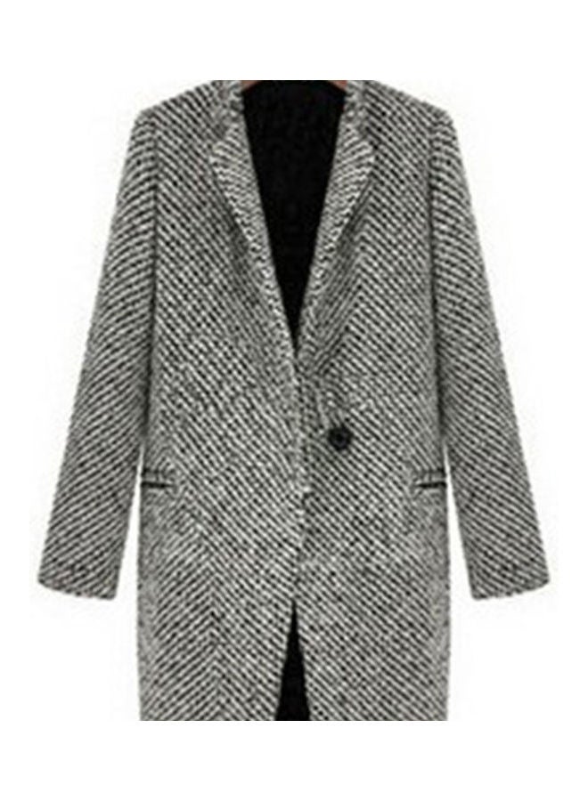 Cardigan Warm Thicken Woolen Midi Coat Grey