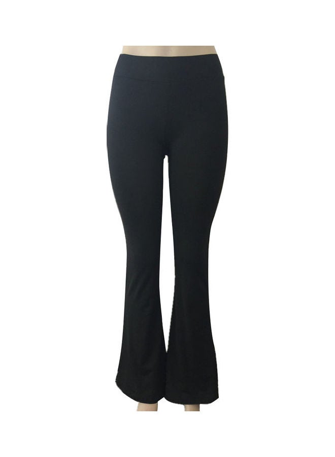 Office Lady Solid Colour High Waist Bell-bottomed Pant Black