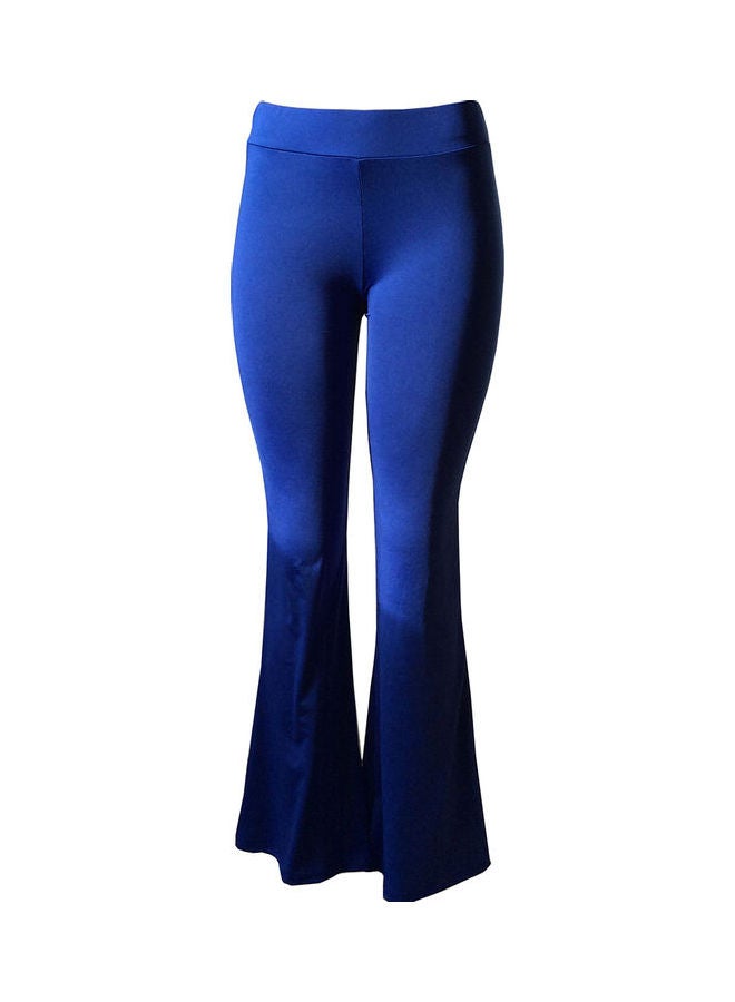 Office Lady Solid Colour High Waist Bell-bottomed Pant Blue