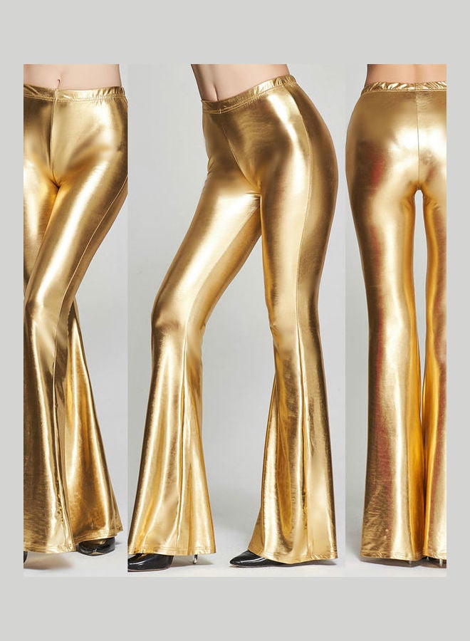 High Waist Slim Bell-bottom Pant Golden  - Image 2