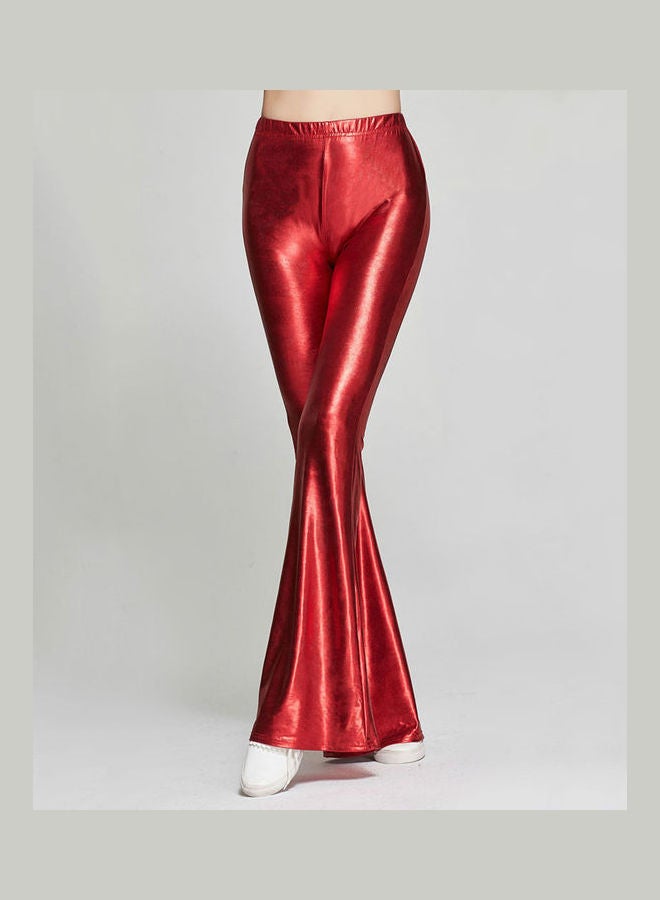 High Waist Slim Bell-bottom Pant Red  - Image 2