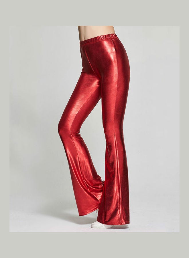 High Waist Slim Bell-bottom Pant Red  - Image 3