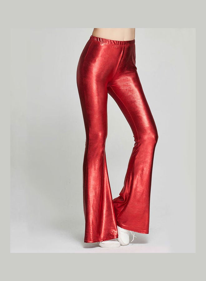 High Waist Slim Bell-bottom Pant Red  - Image 4
