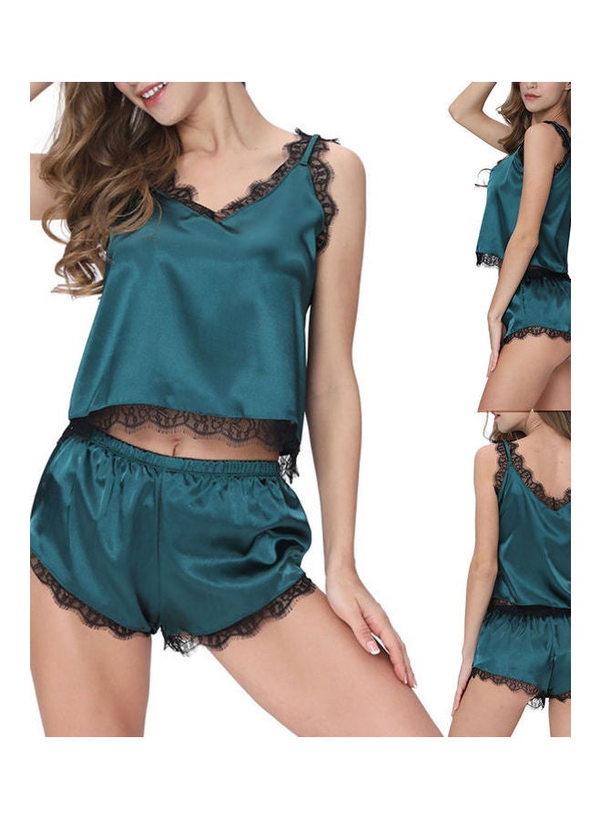 V Neck Pajama Set Pink - Image 3