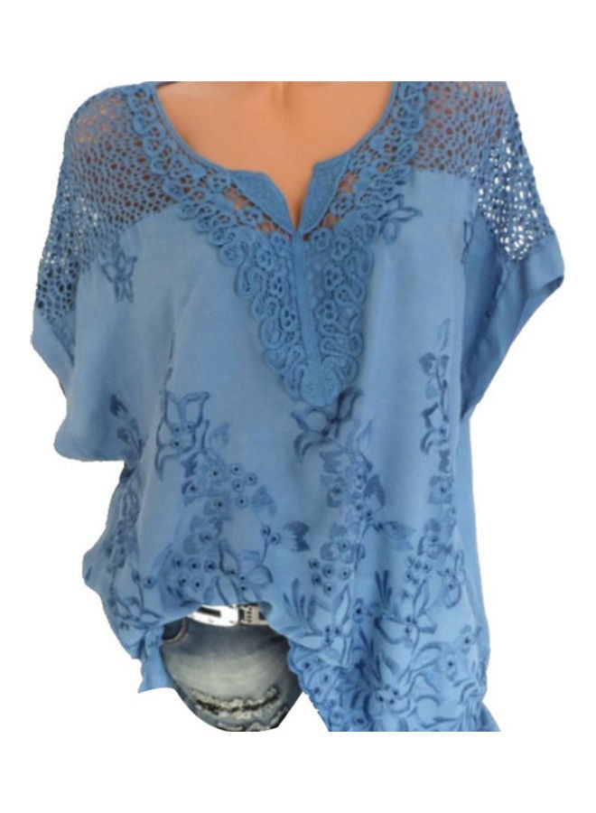 V Neck Top Blue  - Image 1