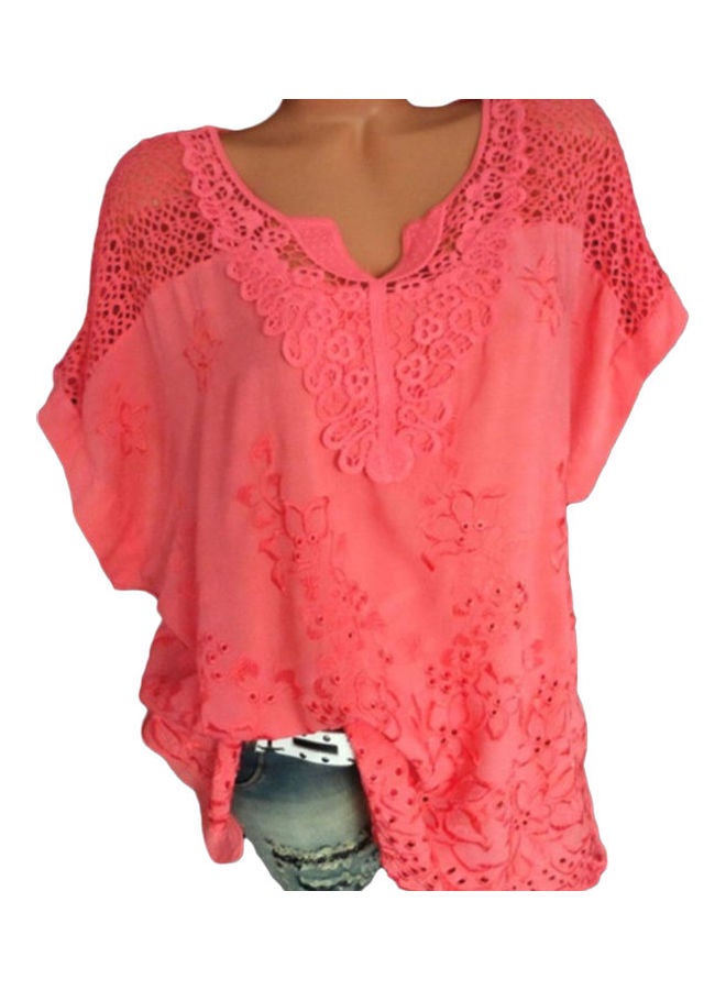 V Neck Top Watermelon Red  - Image 1
