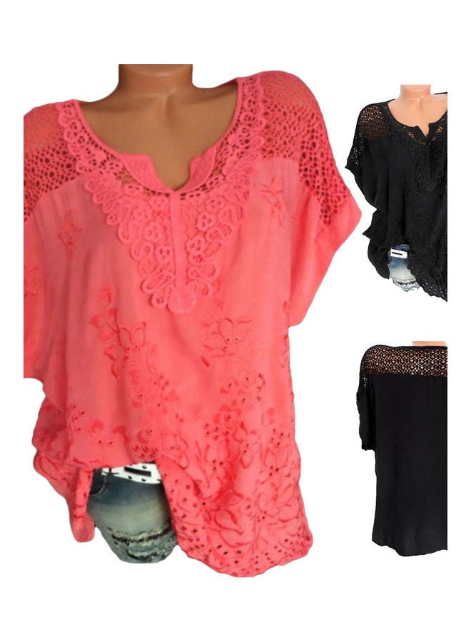 V Neck Top Watermelon Red  - Image 3