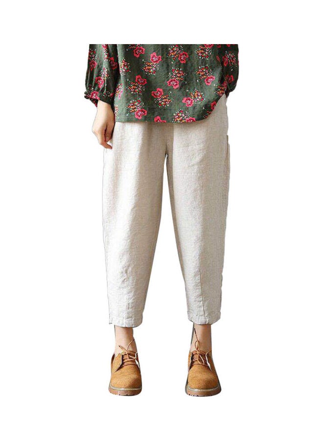 High Waist Harem Pants White - Image 1