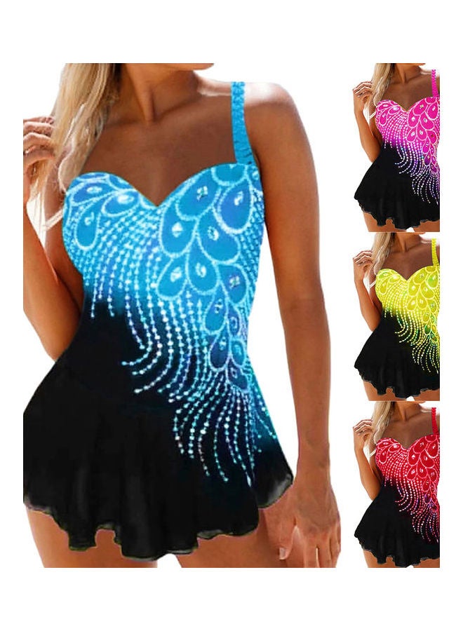 Feathers Printed Swimsuit Lake Blue - Image 2