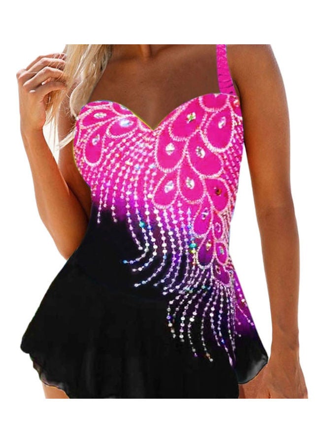 Feathers Printed Swimsuit Lake Blue - Image 4