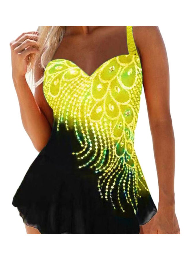 Feathers Printed Swimsuit Lake Blue - Image 5