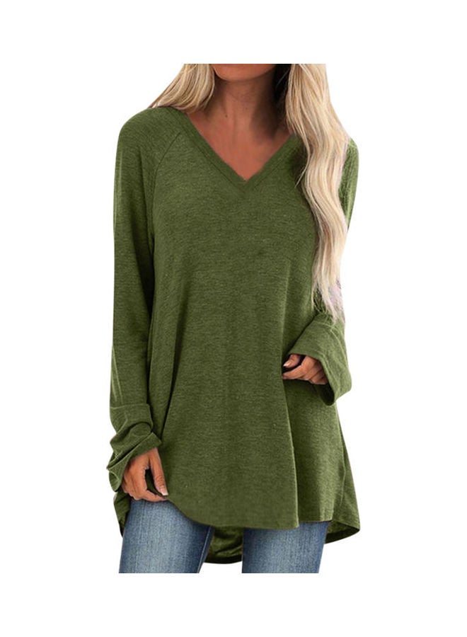 V Neck Top Army Green  - Image 1