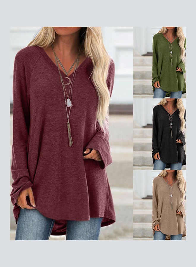 V Neck Top Army Green  - Image 3